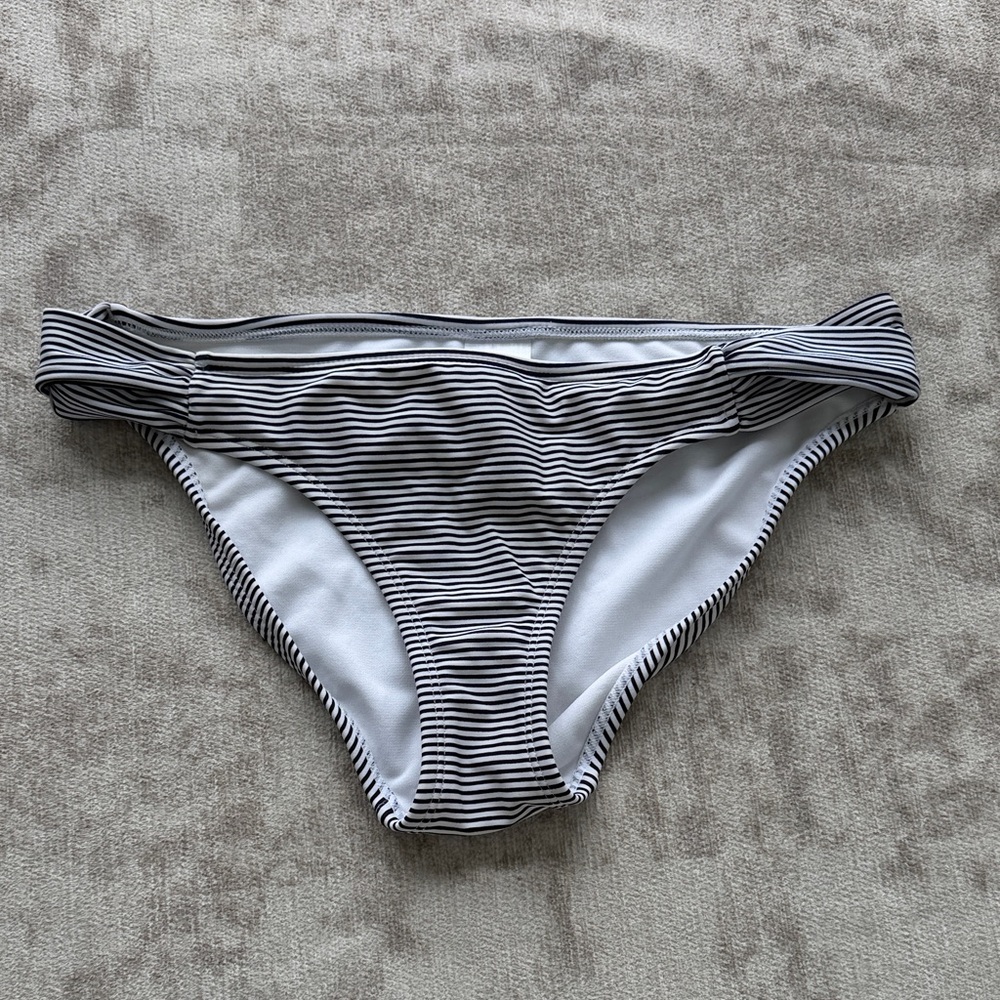 Navy Blue Striped Women's Swim Bottom